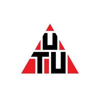 design de logotipo de letra de triângulo utu com forma de triângulo. monograma de design de logotipo de triângulo utu. modelo de logotipo de vetor de triângulo utu com cor vermelha. logotipo triangular utu logotipo simples, elegante e luxuoso.