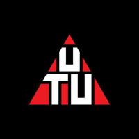 design de logotipo de letra de triângulo utu com forma de triângulo. monograma de design de logotipo de triângulo utu. modelo de logotipo de vetor de triângulo utu com cor vermelha. logotipo triangular utu logotipo simples, elegante e luxuoso.