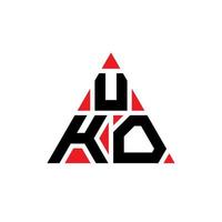 design de logotipo de letra de triângulo uko com forma de triângulo. monograma de design de logotipo de triângulo uko. modelo de logotipo de vetor de triângulo uko com cor vermelha. logotipo triangular uko logotipo simples, elegante e luxuoso.