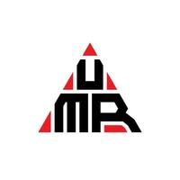 design de logotipo de letra de triângulo umr com forma de triângulo. monograma de design de logotipo de triângulo umr. modelo de logotipo de vetor de triângulo umr com cor vermelha. umr logotipo triangular logotipo simples, elegante e luxuoso.