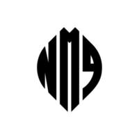 design de logotipo de letra de círculo nmq com forma de círculo e elipse. letras de elipse nmq com estilo tipográfico. as três iniciais formam um logotipo circular. nmq círculo emblema abstrato monograma carta marca vetor. vetor