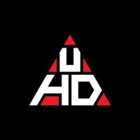 design de logotipo de letra de triângulo uhd com forma de triângulo. monograma de design de logotipo de triângulo uhd. modelo de logotipo de vetor de triângulo uhd com cor vermelha. logotipo triangular uhd logotipo simples, elegante e luxuoso.