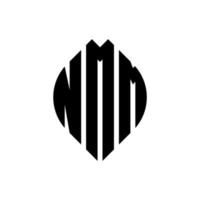 design de logotipo de letra de círculo nmm com forma de círculo e elipse. letras de elipse nmm com estilo tipográfico. as três iniciais formam um logotipo circular. nmm círculo emblema abstrato monograma carta marca vetor. vetor