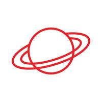 eps10 vermelho vetor planeta Saturno linha ícone de arte ou logotipo em estilo moderno moderno simples plano isolado no fundo branco