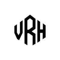 design de logotipo de carta vrh com forma de polígono. vrh polígono e design de logotipo em forma de cubo. vrh hexágono modelo de logotipo de vetor cores brancas e pretas. vrh monograma, logotipo de negócios e imóveis.