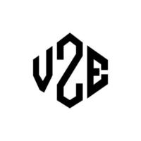 design de logotipo de carta vze com forma de polígono. vze polígono e design de logotipo em forma de cubo. vze modelo de logotipo de vetor hexágono cores brancas e pretas. monograma vze, logotipo de negócios e imóveis.