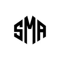 design de logotipo de carta sma com forma de polígono. sma polígono e design de logotipo em forma de cubo. modelo de logotipo de vetor sma hexágono cores brancas e pretas. sma monograma, logotipo de negócios e imóveis.