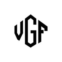 design de logotipo de letra vgf com forma de polígono. vgf polígono e design de logotipo em forma de cubo. modelo de logotipo de vetor hexágono vgf cores brancas e pretas. monograma vgf, logotipo de negócios e imóveis.