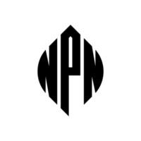 design de logotipo de carta de círculo npn com forma de círculo e elipse. letras de elipse npn com estilo tipográfico. as três iniciais formam um logotipo circular. npn círculo emblema abstrato monograma carta marca vetor. vetor