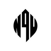 design de logotipo de letra de círculo nqv com forma de círculo e elipse. letras de elipse nqv com estilo tipográfico. as três iniciais formam um logotipo circular. nqv círculo emblema abstrato monograma letra marca vetor. vetor