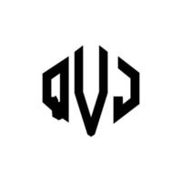 design de logotipo de letra qvj com forma de polígono. qvj polígono e design de logotipo em forma de cubo. qvj modelo de logotipo de vetor hexágono cores brancas e pretas. monograma qvj, logotipo comercial e imobiliário.