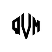 design de logotipo de letra qvm com forma de polígono. qvm polígono e design de logotipo em forma de cubo. qvm hexagon vector logo template cores brancas e pretas. monograma qvm, logotipo comercial e imobiliário.