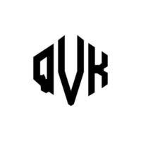 design de logotipo de letra qvk com forma de polígono. qvk polígono e design de logotipo em forma de cubo. qvk modelo de logotipo de vetor hexagonal cores brancas e pretas. monograma qvk, logotipo comercial e imobiliário.