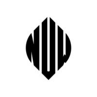 design de logotipo de carta de círculo nuw com forma de círculo e elipse. letras de elipse nuw com estilo tipográfico. as três iniciais formam um logotipo circular. nuw círculo emblema abstrato monograma carta marca vetor. vetor