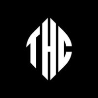 design de logotipo de letra de círculo thc com forma de círculo e elipse. letras de elipse thc com estilo tipográfico. as três iniciais formam um logotipo circular. thc círculo emblema abstrato monograma carta marca vetor. vetor