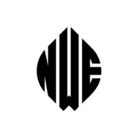 nwe design de logotipo de carta de círculo com forma de círculo e elipse. letras de elipse nwe com estilo tipográfico. as três iniciais formam um logotipo circular. nwe círculo emblema abstrato monograma carta marca vetor. vetor