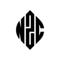 design de logotipo de letra de círculo nzc com forma de círculo e elipse. letras de elipse nzc com estilo tipográfico. as três iniciais formam um logotipo circular. nzc círculo emblema abstrato monograma carta marca vetor. vetor