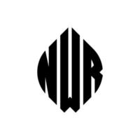 design de logotipo de carta de círculo nwr com forma de círculo e elipse. letras de elipse nwr com estilo tipográfico. as três iniciais formam um logotipo circular. nwr círculo emblema abstrato monograma carta marca vetor. vetor