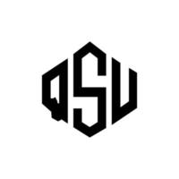design de logotipo de carta qsu com forma de polígono. qsu polígono e design de logotipo em forma de cubo. qsu hexagon vector logo template cores brancas e pretas. monograma qsu, logotipo comercial e imobiliário.