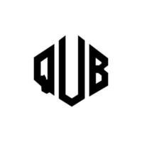 design de logotipo de letra qub com forma de polígono. qub polígono e design de logotipo em forma de cubo. modelo de logotipo de vetor qub hexágono cores brancas e pretas. qub monograma, logotipo de negócios e imóveis.
