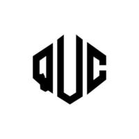 design de logotipo de letra quc com forma de polígono. quc polígono e design de logotipo em forma de cubo. quc modelo de logotipo de vetor hexágono cores brancas e pretas. quc monograma, logotipo de negócios e imóveis.