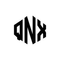 design de logotipo de letra qnx com forma de polígono. qnx polígono e design de logotipo em forma de cubo. qnx hexagon vector logo template cores brancas e pretas. qnx monograma, logotipo de negócios e imóveis.