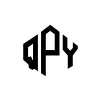 design de logotipo de carta qpy com forma de polígono. qpy polígono e design de logotipo em forma de cubo. qpy modelo de logotipo de vetor hexágono cores brancas e pretas. monograma qpy, logotipo comercial e imobiliário.