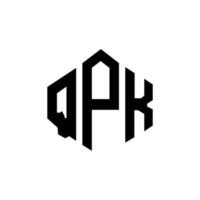 design de logotipo de letra qpk com forma de polígono. qpk polígono e design de logotipo em forma de cubo. qpk modelo de logotipo de vetor hexágono cores brancas e pretas. monograma qpk, logotipo comercial e imobiliário.