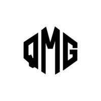 design de logotipo de letra qmg com forma de polígono. qmg polígono e design de logotipo em forma de cubo. qmg modelo de logotipo de vetor hexágono cores brancas e pretas. monograma qmg, logotipo comercial e imobiliário.