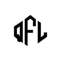 design de logotipo de letra qfl com forma de polígono. qfl polígono e design de logotipo em forma de cubo. qfl hexagon vector logo template cores brancas e pretas. monograma qfl, logotipo comercial e imobiliário.