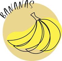 bando de banana madura e colorida no estilo doodle moderno vetor