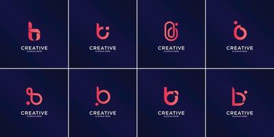 conjunto de modelo de design de logotipo abstrato letra inicial b, ponto, ícones de tecnologia para negócios de luxo, elegante, simples. vetor premium