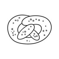 imagem monocromática, deliciosos doces, pretzel polvilhado com sementes de gergelim, ilustração de desenho vetorial em um fundo branco vetor