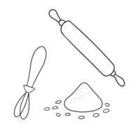 imagem monocromática, utensílios de cozinha, ilustração vetorial em estilo cartoon em um fundo branco vetor