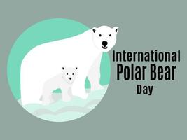 dia internacional do urso polar, ideia para pôster, banner, panfleto ou cartão postal vetor