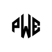 design de logotipo de letra pwe com forma de polígono. pwe polígono e design de logotipo em forma de cubo. pwe hexagon vector logo template cores brancas e pretas. pwe monograma, logotipo de negócios e imóveis.