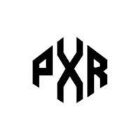 design de logotipo de carta pxr com forma de polígono. pxr polígono e design de logotipo em forma de cubo. modelo de logotipo de vetor hexágono pxr cores brancas e pretas. pxr monograma, logotipo de negócios e imóveis.