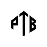 design de logotipo de letra ptb com forma de polígono. polígono ptb e design de logotipo em forma de cubo. modelo de logotipo de vetor hexágono ptb cores brancas e pretas. ptb monograma, logotipo de negócios e imóveis.