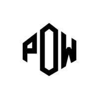 pow letter design de logotipo com forma de polígono. pow polígono e design de logotipo em forma de cubo. pow modelo de logotipo de vetor hexágono cores brancas e pretas. pow monograma, logotipo de negócios e imóveis.