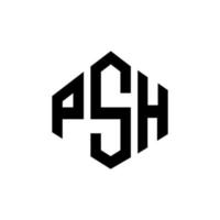 design de logotipo de carta psh com forma de polígono. psh polígono e design de logotipo em forma de cubo. psh hexágono modelo de logotipo de vetor cores brancas e pretas. psh monograma, logotipo de negócios e imóveis.