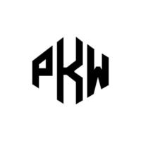 design de logotipo de carta pkw com forma de polígono. pkw polígono e design de logotipo em forma de cubo. pkw hexágono modelo de logotipo de vetor cores brancas e pretas. pkw monograma, logotipo de negócios e imóveis.