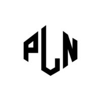 design de logotipo de carta pln com forma de polígono. pln polígono e design de logotipo em forma de cubo. pln modelo de logotipo de vetor hexágono cores brancas e pretas. pln monograma, logotipo de negócios e imóveis.