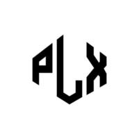 design de logotipo de carta plx com forma de polígono. plx polígono e design de logotipo em forma de cubo. plx modelo de logotipo de vetor hexágono cores brancas e pretas. plx monograma, logotipo de negócios e imóveis.