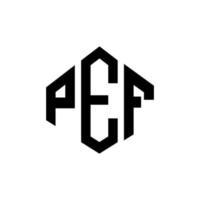 design de logotipo de carta pef com forma de polígono. pef polígono e design de logotipo em forma de cubo. pef hexagon vector logo template cores brancas e pretas. monograma pef, logotipo de negócios e imóveis.