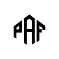 design de logotipo de carta paf com forma de polígono. paf polígono e design de logotipo em forma de cubo. paf hexágono modelo de logotipo de vetor cores brancas e pretas. monograma paf, logotipo de negócios e imóveis.