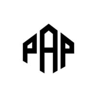 design de logotipo de carta pap com forma de polígono. pap polígono e design de logotipo em forma de cubo. pap hexágono vector logotipo modelo cores brancas e pretas. pap monograma, logotipo de negócios e imóveis.