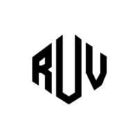 design de logotipo de carta ruv com forma de polígono. ruv polígono e design de logotipo em forma de cubo. modelo de logotipo de vetor hexágono ruv cores brancas e pretas. ruv monograma, logotipo de negócios e imóveis.