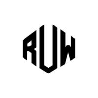 design de logotipo de carta ruw com forma de polígono. Ruw polígono e design de logotipo em forma de cubo. modelo de logotipo de vetor hexágono ruw cores brancas e pretas. ruw monograma, logotipo de negócios e imóveis.