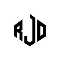 design de logotipo de carta rjo com forma de polígono. rjo polígono e design de logotipo em forma de cubo. rjo hexágono modelo de logotipo de vetor cores brancas e pretas. rjo monograma, logotipo de negócios e imóveis.