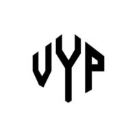 design de logotipo de carta vyp com forma de polígono. vyp polígono e design de logotipo em forma de cubo. modelo de logotipo de vetor hexágono vyp cores brancas e pretas. monograma vyp, logotipo de negócios e imóveis.